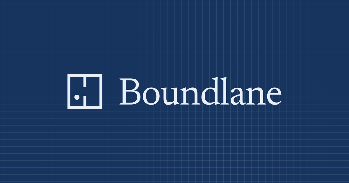 The Boundlane logo on a blueprint grid